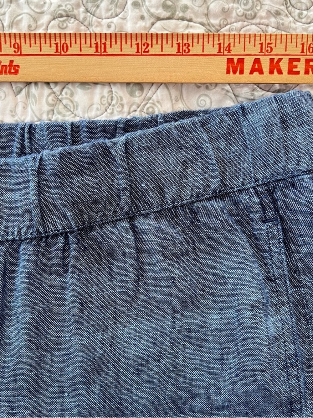 pureJill Linen Blue Cropped Wide-Leg Pants Coastal Cottagecore Poet Soft Comfy - Picture 5 of 11